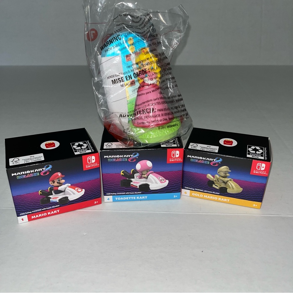McDonald’s MarioKart(2024) and Princess Peach Super Mario (2017) Happy Meal Toys